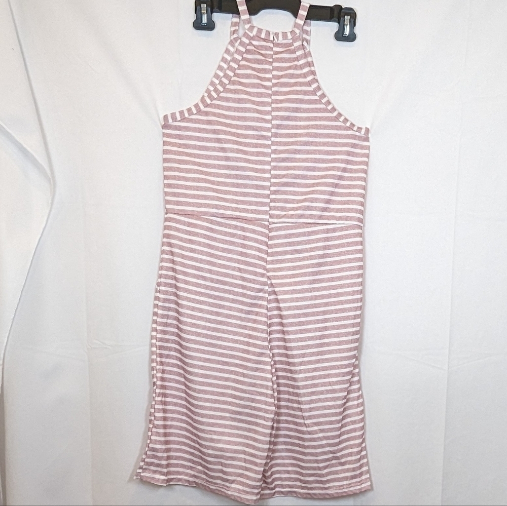 Womens Romper Sleeveless Pink White Striped,  size M NWOT - Picture 4 of 7